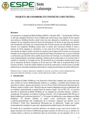 Aviles Nicole Ensayo Maqueta De Goldberg Cinematica Rectilinea Proyecto Unidad I