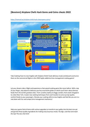 [Boosters] Airplane Chefs Hack Gems And Coins Cheats 2022