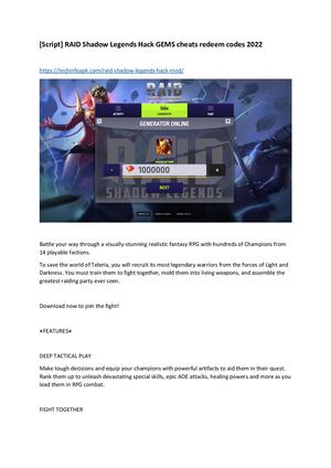 [Script] Raid Shadow Legends Hack Gems Cheats Redeem Codes 2022