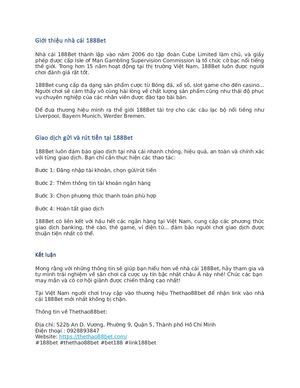 thethao88bet - Link vào nhà cái 188Bet mới nhất