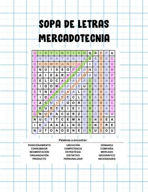 Sopa De Letras Mercadotecnia