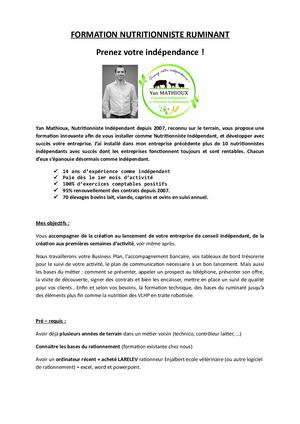 Formation Nutritionniste Ruminant