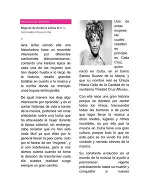 Articulo De Opinion Mujeres De América Latina Ii De La Historiadora Diana Uribe Monica Chiquiza 01