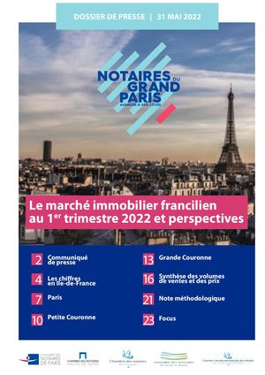 Immobilier : volumes et prix à fin mars 2022, par les notaires du Grand Paris