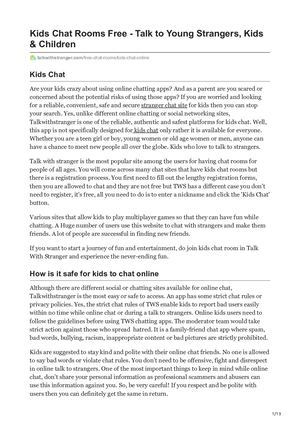 Talkwithstranger Com Kids Chat Rooms Free Talk To Young Strangers Kids Amp Children