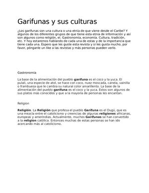 Garifunas Y Sus Culturas