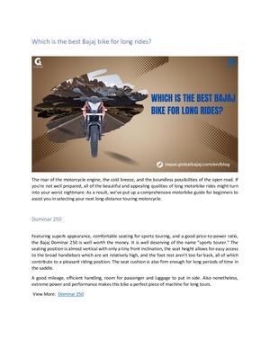 Which Is The Best Bajaj Bike For Long Rides