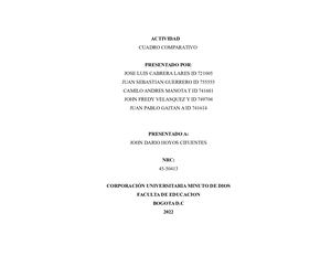 Cuadro Comparativo, Danza