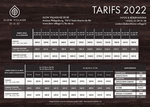 Tarifs 2022 - SV Ile de Ré