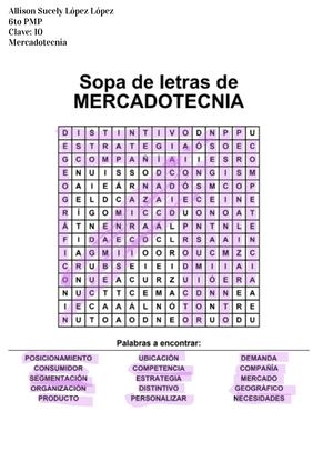 Sopa De Letras De Mercadotecnia