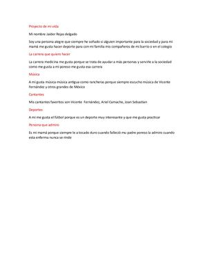 Proyecto De Mi Vida
