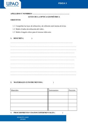 Informe 6 Leyes De Optica Geometrica
