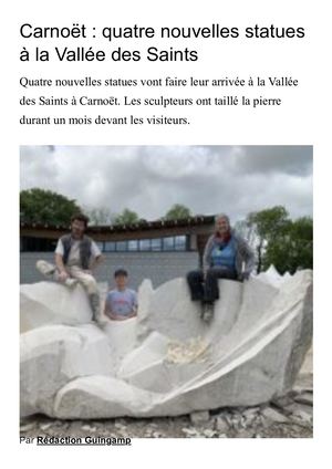 ECHO ARMOR ET ARGOAT (020622) Quatre Nouvelles Statues à La Vallée Des Saints