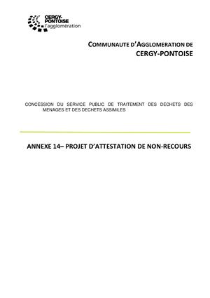 16 - Annexe 14 - Projet d'attestation de non-recours