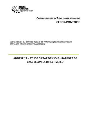19 - Annexe 17 - Etude d'état des sols : rapport de base selon la directive IED