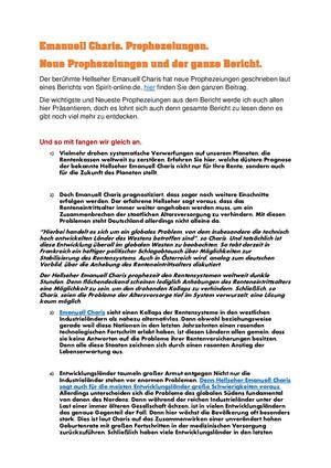 Emanuell Charis Prophezeiungen Neue Prophezeiungen Und Der Ganze Bericht