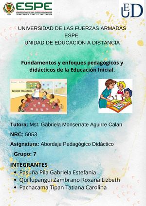 Fundamentos Y Enfoques Pedagógicos Y Didácticos De La Educación Inicial