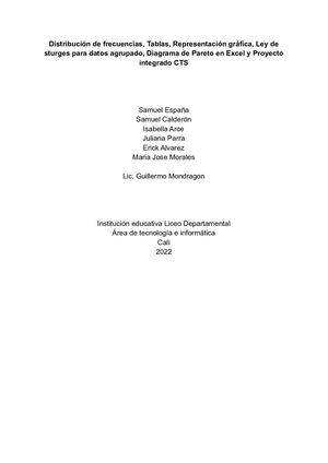 Estadística, Principio y Diagrama de Pareto, Y CTS