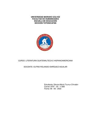 Literatura Guatemalteca e Hispanoamericana 2022