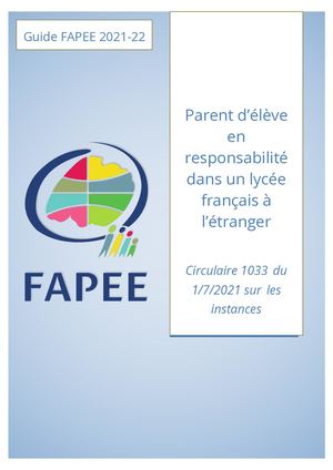 Guide Du Parent D'élève Fapee 2021-2022