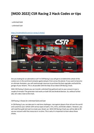 [Mod 2022] Csr Racing 2 Hack Codes Or Tips