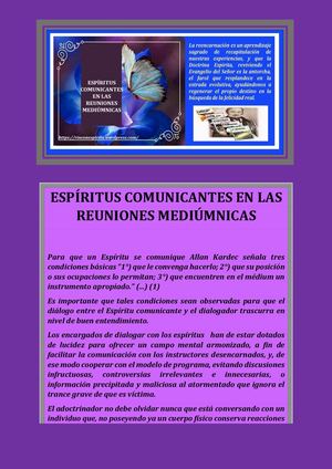 ESPÍRITUS COMUNICANTES EN LAS REUNIONES MEDIÚMNICOS