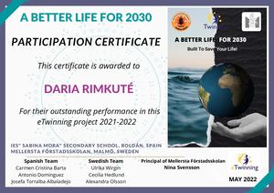 Participation Certificates A Better World For 2030 Sweden