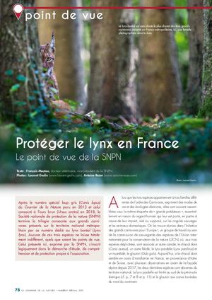 Protéger le lynx en France - Point de vue de la SNPN
