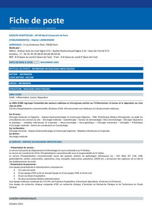 LRB - Fiche de poste IDE Maladies Infectieuses