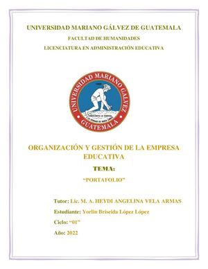 Portafolio (Proyecto Final) Organización Y Gestión De La Empresa Educativa