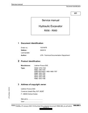 Liebherr R960 Demolition 1465 Hydraulic Excavator Service Repair Manual