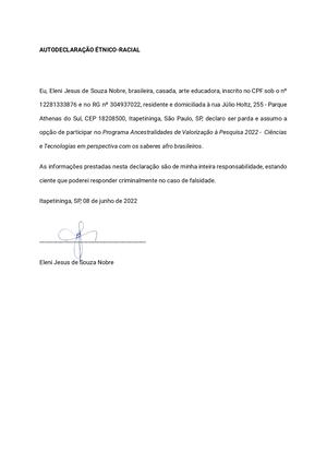 Autodeclaração ÉTnico Racial Eleni