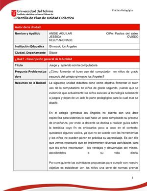 Formato Unidad Didáctica Pasitos Del Saber