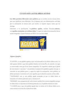 Cuáles Son Las Palabras Agudas