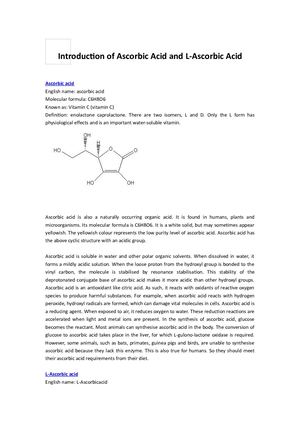 Introduction Of Ascorbic Acid And L Ascorbic Acid
