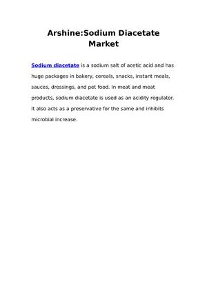 Arshine Sodium Diacetate Market