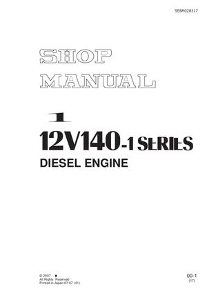 Komatsu 12v140 1 Series Diesel Engine Service Repair Manual