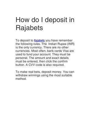 Rajabets deposit