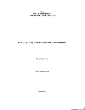 Kurtuluş Savaşı Döneminde Denizcilik Faaliyetleri