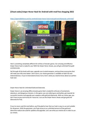 [Cheat Codes] Sniper Honor Hack For Android With Mod Free Shopping 2022