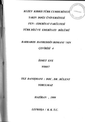 Barbaros Romanının Çevirisi