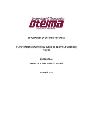 Planificacion Analitica Del Curso De Control De Riesgos Fisicos