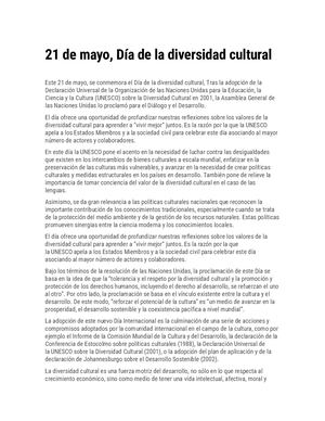 Dia Mundial De La Diversidad Cultural Y Linguistica