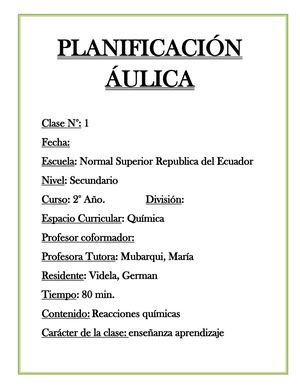 Planificación de Reacciones Química