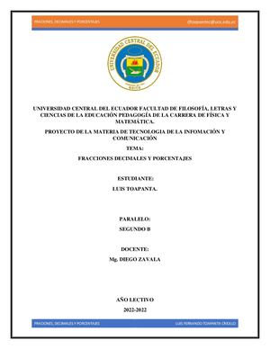 Fracciones Decimales Y Porcentajes