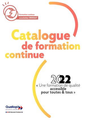 Le Catalogue de Formation Continue 2022 - Association CROIZAT