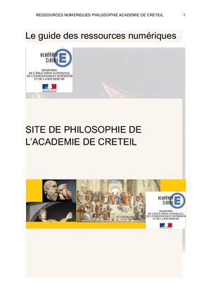 Les ressources numériques du site de philosophie de l'académie de Créteil