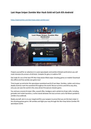 Last Hope Sniper Zombie War Hack Gold Nd Cash I Os Android