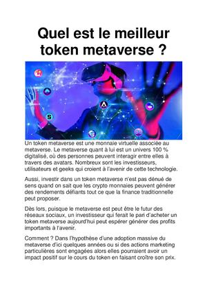 Token metaverse : tout savoir