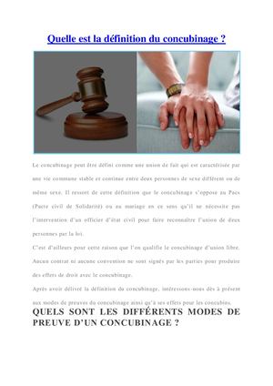 Quelle est la définition du concubinage ?